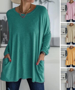 Ruby | Women's Oversized Long Sleeve Tunic Top with Pockets MAYBERRY
