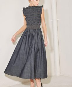 ROMANTIC REVERIE DENIM MIDI DRESS Freemarket