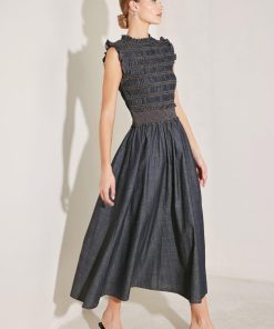 ROMANTIC REVERIE DENIM MIDI DRESS Freemarket