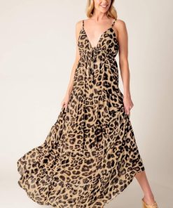 BEACH BUM LEOPARD WOVEN MAXI DRESS Flying Tomato