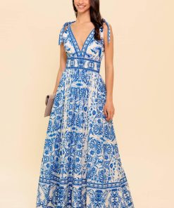 BY THE BAY BLUE WOVEN MAXI DRESS Flying Tomato