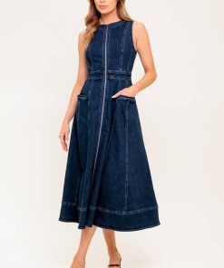 RAW BEAUTY DENIM MIDI DRESS Flying Tomato