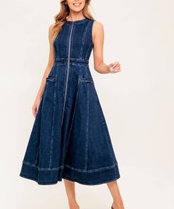 RAW BEAUTY DENIM MIDI DRESS Flying Tomato