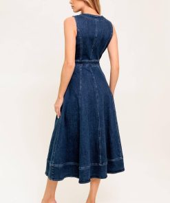RAW BEAUTY DENIM MIDI DRESS Flying Tomato