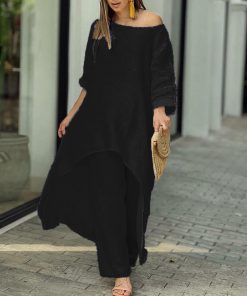 Oasis | Women's Two Piece Set Longline Tunic Wide Leg Pants MAYBERRY