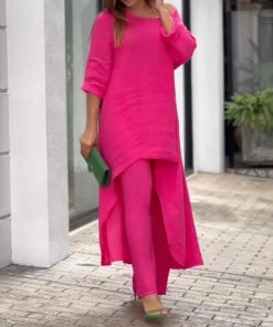 Oasis | Women's Two Piece Set Longline Tunic Wide Leg Pants MAYBERRY